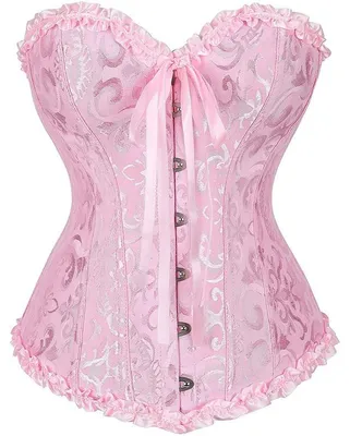 Produktbild von Damen-Schnürkorsett mit Stäbchen, Overbust-Korsett, Bustier, Dessous, Bodyshaper-Top, Prinzessinnenkorsett - Rosa