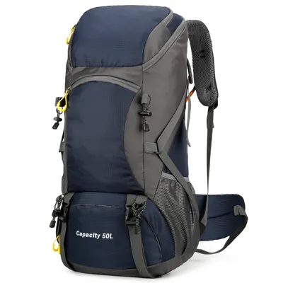 Produktbild von Wanderrucksack 50L Herren Damen Trekkingrucksack mit Regenhülle Reiserucksack Outdoor Wandern Rucksack für Wandern Camping Bergsteigen Reisen Sport,Dunkelblau