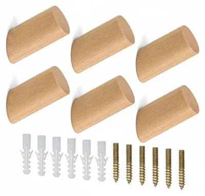 Image de InAndOutdoorMatch - Crochets en bois pour intérieur et extérieur - Bois de hêtre naturel