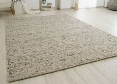 Produktbild von Steffensmeier Handwebteppich Birgsau | Wolle (Schurwolle), Natur Grau, handgewebt, Größe: 250x350 cm Wohnzimmer und Schlafzimmer