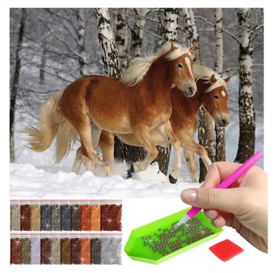 Produktbild von ARTULIO Diamond Painting Set - Pferde im Winterwald - 30x40 cm - 5D Diamant Painting Bilder DIY, Diamond Painting Erwachsene