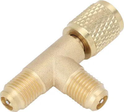 Obrázok produktu pre Rýchlospojka T-adaptér s mosadzným jadrom ventilu 1/4 palca SAE Robustná konštrukcia pre R22 R12 R134