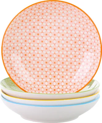 Zdjęcie produktu dla Talerze z japońskiej porcelany, można używać w kuchence mikrofalowej i myć w zmywarce, 4 szt