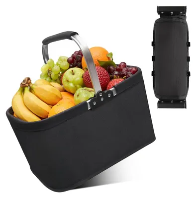 Produktbild von Einkaufskorb Faltbar Stabil Groß 25L Schwarz Faltbarer Tragekorb Kinder Outdoor Picnic Basket Set