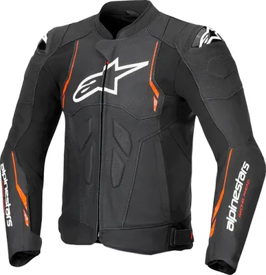 Produktbild von Alpinestars Dusk Airflow perforierte Motorrad Lederjacke, schwarz/neon-rot, 60