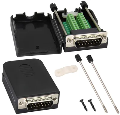 Productafbeelding van DB15 Schroefklem Adapter - D-SUB 15 Pin Adapter - Seriële Apparaten Verbinding - Schroefloos Aansluiten - 2 stuks - Zwart