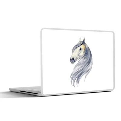 Produktbild von MuchoWow® Laptop Aufkleber Sticker Cover Pferd - Aquarell - Tier - Mädchen - Kinder - Mädchen 32.5x23.5 cm - Sticker für Laptop - Selbstklebend