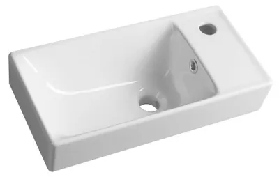 Productafbeelding van Sapho NUALI keramisch wastafelblad, 50x25 cm, waterkraan aan de rechterkant/wit