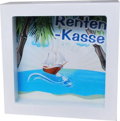 Produktbild von Bilderrahmen-Spardose "Renten-Kasse" zum hängen, stellen, Rückwand abnehmbar