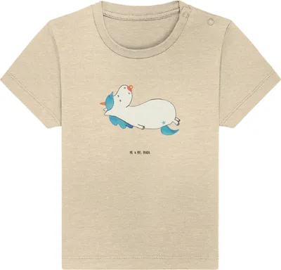 Produktbild von Mr. & Mrs. Panda  T-Shirt Einhorn Schnuller 24. - 36. Monat - Natural Raw - Geschenk, Baby Kurzarmshirt, Shirt, Geburtstag, Mama, Jerseyshirt, Einhörner, Geburt, Öko