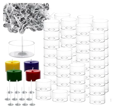 Produktbild von Teelichthalter für Kerzen Gießen, 60 Stück Kerzengläser mit 120 Dochten, DIY Kerzen Set für Hochzeitsdekoration, Tischdekoration, Geburtstag, Valentinstag und Jubiläum, 18 x 38 mm, 30 ml, Transparent