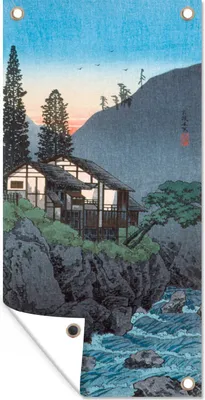 Produktbild von MuchoWow® 80x160 cm Outdoor-Poster Gartendeko Sichtschutz Garten Poster für den Garten  Malerei - Kunst - Japanisch