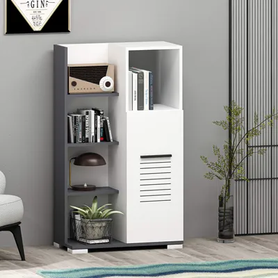 Obrázek produktu pro OPEN skříňka s regálem, antracit / bílá