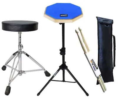 Obrázek produktu pro keepdrum DP-BL8 pad modrý se stojanem se stoličkou s paličkami