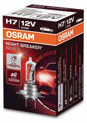 1x H7 55W OSRAM NIGHT BREAKER SILVER +100% Birne Lampe Scheinwerfer – Produktansicht