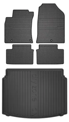 Productafbeelding van Rubberen automatten + kofferbakmat voor Hyundai i30 III vanaf 2017 (hatchback) – 5-delig, zwart, op maat – Wielganizator SolidPRO
