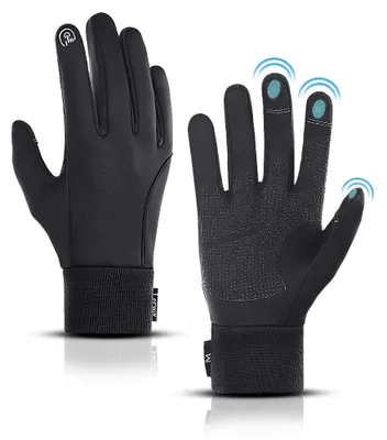 Productafbeelding van Handschoenen fietshandschoenen sporthandschoenen - Touchscreen - Winddicht en waterbestendig - Zwart - Voor fietsen en hardlopen