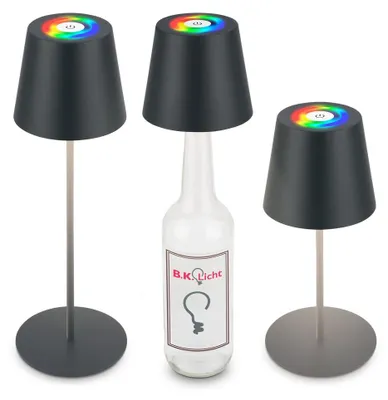 Image de B.K.Licht 3en1 Lampe de table LED RGBW sans fil IP44, variateur, tactile, hauteur réglable, protection contre les éclaboussures, anthracite,36xØ10,5cm
