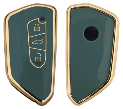 Produktbild von kwmobile Autoschlüssel Hülle kompatibel mit VW Golf 8 3-Tasten Autoschlüssel - Schlüsselhülle Silikon Cover - Grau Gold
