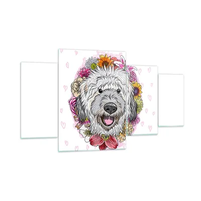 Produktbild von Bilder auf glas - Hund Blumen Kinder exotische - 160x90cm - Glasbilder - Wandbilder - Kunstdruck - zum Aufhängen bereit - Wanddekoration aus Glas - Glas Bilder - Wandbild auf Glas - GDL160x90-3146