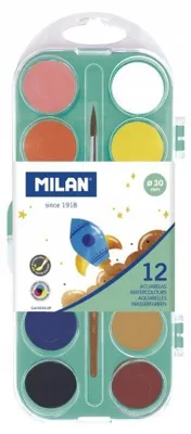 Produktbild von Milan Aquarellfarben Malkasten 12 Farben Pinsel