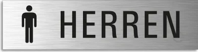 Produktbild von Türschild WC Herren Hinweisschild mit Piktogramm Aluminium Edelstahloptik 160x40 mm selbstklebend