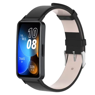 Produktbild von Strap-it Huawei Band 8 Leder Armband (Schwarz)