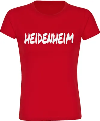 Produktbild von multifanshop Damen T-Shirt - Heidenheim - Textmarker, rot, Größe XL