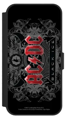 Produktbild von NIVOCASE Klapphülle für Apple iPhone 17e  Handyhülle aus Kunst Leder NIVOflip schwarz ACDC Black Ice Fanartikel