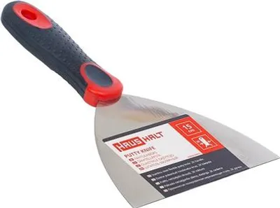 Produktbild von Spachtel aus Edelstahl, 15 cm Klingenbreite, mit ergonomischem 2K-Griff für Kittarbeiten