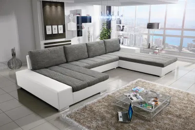 Produktbild von Sofa Couchgarnitur VERONA U Couch Sofagarnitur U Wohnlandschaft mit Schlaffunktion und Bettkasten