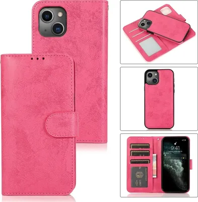 Produktbild von Mobigear Wallet iPhone 15 Plus Hülle Abnehmbare 2in1 Klapphülle Geldbörse - Pink
