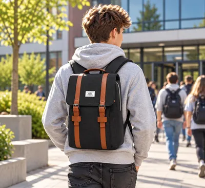 Produktbild von Laptop Rucksack 15,6 Zoll Damen Herren | Schulrucksack Uni Rucksack Business Rucksack Freizeitrucksack mit Laptopfach | Schwarz