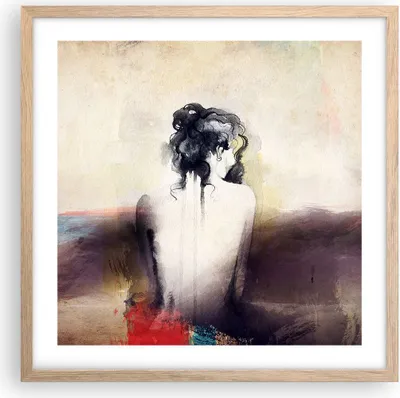 Produktbild von Gerahmtes Poster - Rahmen in heller Eiche - Frau handeln nackt - 50x50 cm - Wand Bild - Wanddeko - Wandbilder - Wandposter - Bilderrahmen - Bilder - Kunstdruck - Wandbild - P2NAC50x50-3657