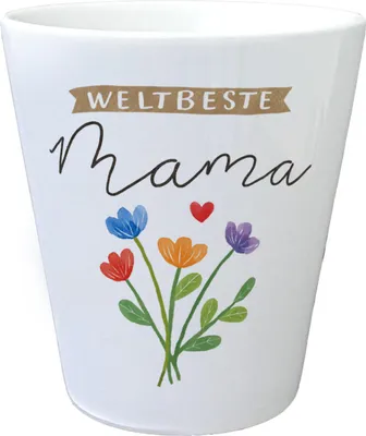 Produktbild von Blumenstrauß Blumentopf mit Spruch Weltbeste Mama