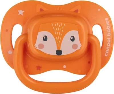 Image de Canpol Babies Cute Animals sucette symétrique en silicone orange 34/924 0-6 mois, 1 pièce