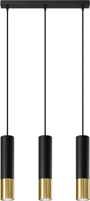 Zdjęcie produktu dla Żyrandol LOOPEZ czarno-złoty 3xGU10x40W metal wym:100x29x29cm IP20 Sollux Lighting