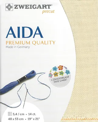 Produktbild von AIDA Zweigart precut 14 ct. Stern-Aida 3706 Farbe 770 platinbeige, Zählstoff für Kreuzstich 48x53cm