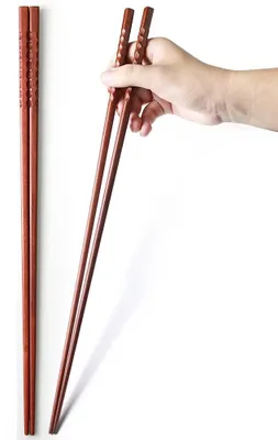 Produktbild von Essstäbchen Extra Lang 42 cm - Antibakteriell - Wiederverwendbar - Buchenholz - Sicher für Kinder - Pflegeleicht - Kochstäbchen