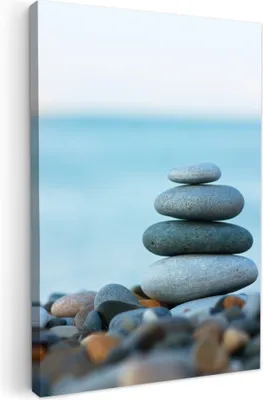Produktbild von MuchoWow® - Leinwandbilder - Steine - Landschaft - Meer - Zen, Wandbild, Wanddeko Bilder Wohnzimmer, 20x30 cm