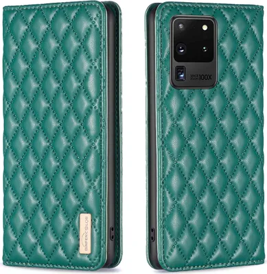 Immagine prodotto di Custodia Galaxy S20 Ultra, elegante custodia in pelle flip con slot per schede e supporto per Samsung Galaxy S20 Ultra verde