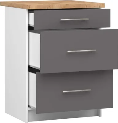 Image de BDW Armoire de cuisine, armoire cuisine avec plan de travail, porte, tiroir, blanc/gris