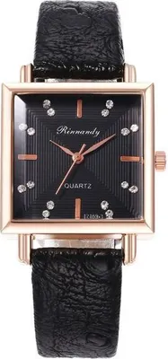 Produktbild von Elegante Damen Uhr Lanza - Schwarz mit Lederarmband KP12474