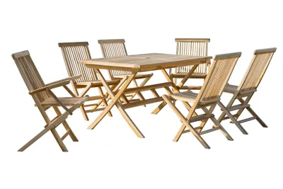 Produktbild von SIT Möbel Outdoor-Sitzgruppe | 4 Stühle, 2 Armlehnstühle, 1 Tisch | klappbar | Teak-Holz naturfarben | 19001-75 | Serie GARTEN