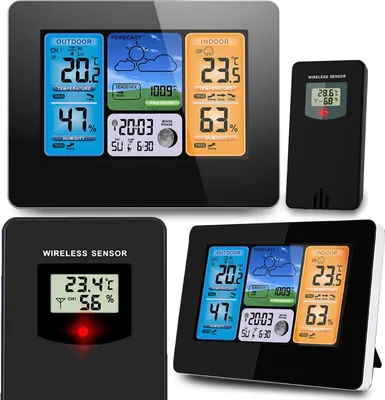 Produktbild von Digitales Wetterstation mit Display Thermometer Außensensor BD-902 schwarz