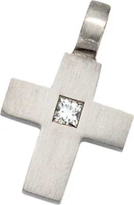 Produktbild von Anhänger Kreuz mit Diamant Brillant glatt matt 950 Platin Damen