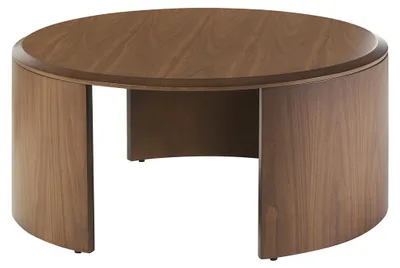Produktbild von Miliboo - Runder Design-Couchtisch aus dunklem Walnussholz D80 cm ZAHRA