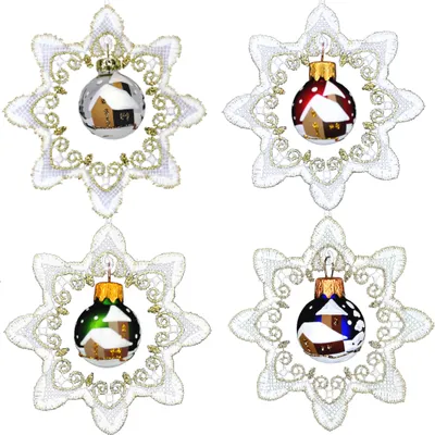 Produktbild von Baumbehang Stern mit Glaskugel, 4 Sets a 4 Kugeln (je 4 Stück)