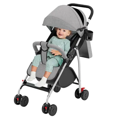 Produktbild von Buggy Kinderwagen verstellbare Rückenlehne Leicht mit Polsterung Moskitonetz Getränkehalter grau