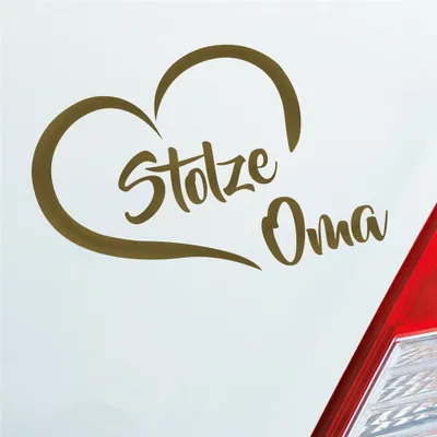 Produktbild von Auto Aufkleber Stolze Oma Liebe Herz Großmutter Enkel 14x10 cm Gold Sticker Heckscheibenaufkleber